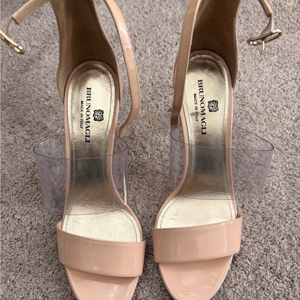 Bruno Magli Women's Beige Heels with Clear Strap